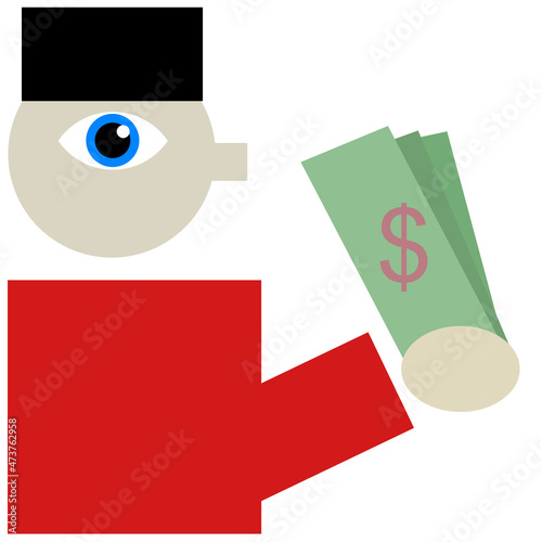 cash only symbol person showing real money