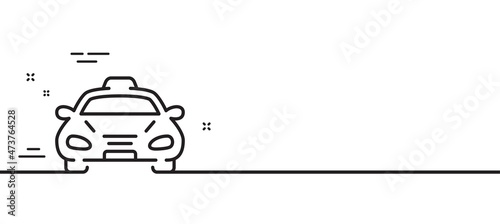 Taxi cab transport line icon. Car vehicle sign. Taxicab driving symbol. Minimal line illustration background. Taxi line icon pattern banner. White web template concept. Vector