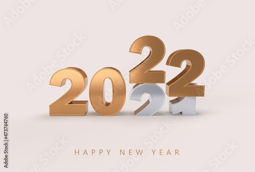Gold 2022 new year 3d rendering