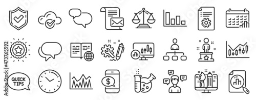 Set of Education icons  such as Phone payment  Histogram  Confirmed icons. Chemistry lab  Mail letter  Creative design signs. Justice scales  Conversation messages  Candlestick chart. Time. Vector