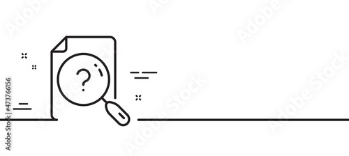 Search document line icon. Help book sign. Instruction manual symbol. Minimal line illustration background. Search document line icon pattern banner. White web template concept. Vector