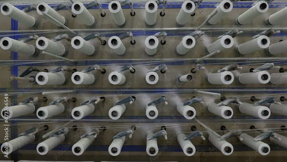High speed rotating plastic weaving machinery is in a production workshop in North China High speed rotating plastic weaving machinery is in a production workshop in North China