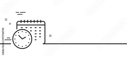 Calendar time line icon. Clock sign. Watch symbol. Minimal line illustration background. Calendar time line icon pattern banner. White web template concept. Vector