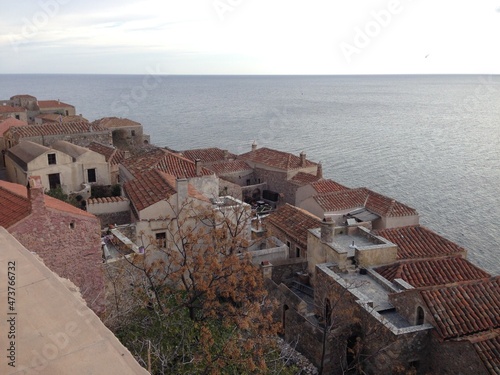 Greece Monemvasia archeological old town Gefira