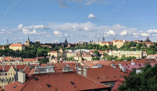 Top view with red roofs to Praue