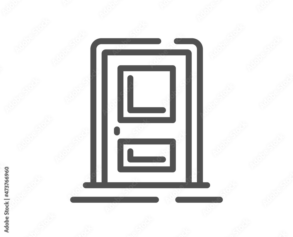 Entrance line icon. Entry door sign. Building exit symbol. Quality design element. Linear style entrance icon. Editable stroke. Vector Entrance line icon. Entry door sign. Building exit symbol. Quality design element. Linear style entrance icon. Editable stroke. Vector