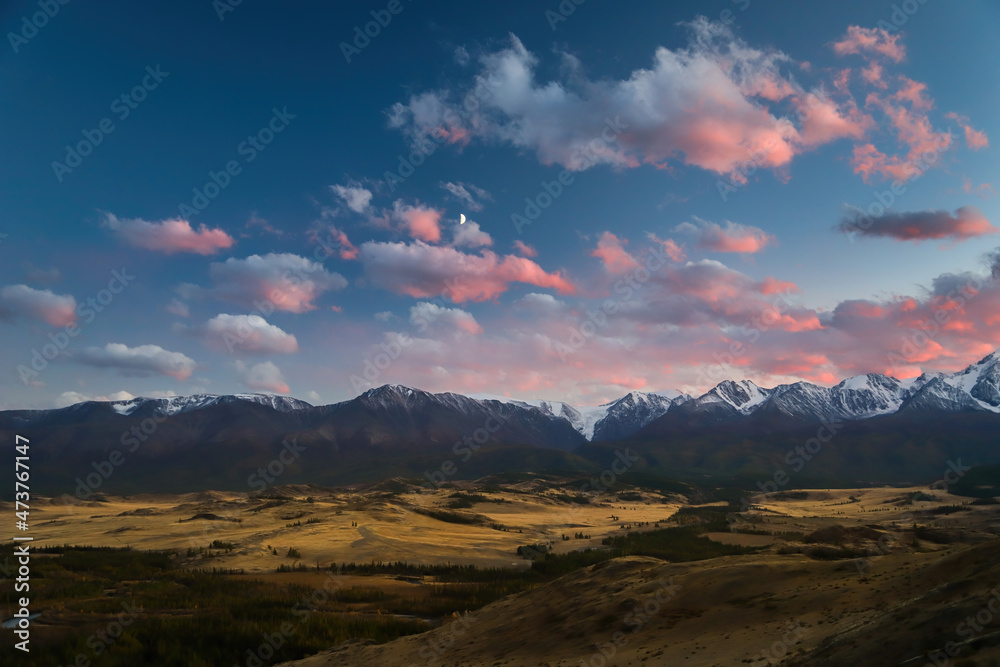 Snowbound mountain North-Chuya ridge of Altai Republic, Russia.