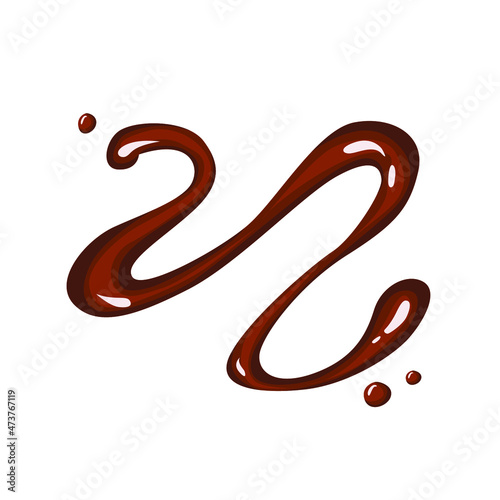 Chocolate flow isolated on white background.