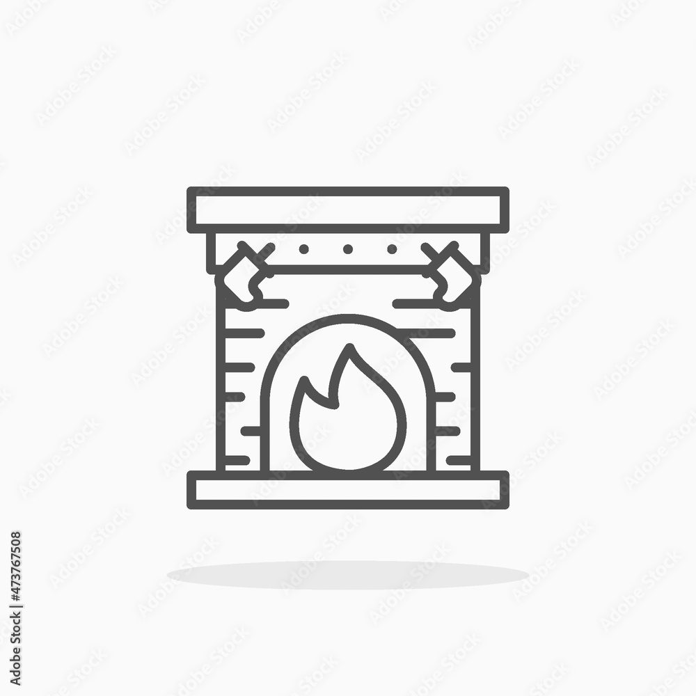 Fireplace christmas icon. Outline style. Editable Stroke and pixel perfect. Vector illustration. Enjoy this icon for your project. Fireplace christmas icon. Outline style. Editable Stroke and pixel perfect. Vector illustration. Enjoy this icon for your project.