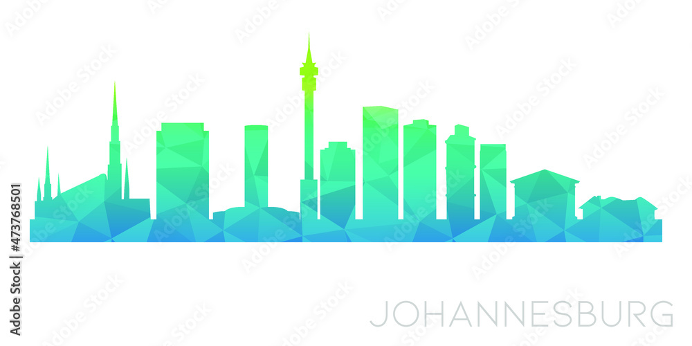 Fototapeta premium Johannesburg, South Africa Low Poly Skyline Clip Art City Design. Geometric Polygon Graphic Horizon Icon. Vector Illustration Symbol.