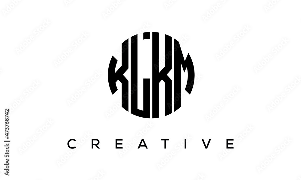 Letters KLKM creative circle logo design vector, 4 letters logo
