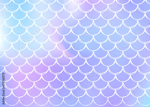 Mermaid scales background with holographic gradient.
