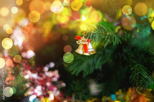 Christmas tree with lights bokeh