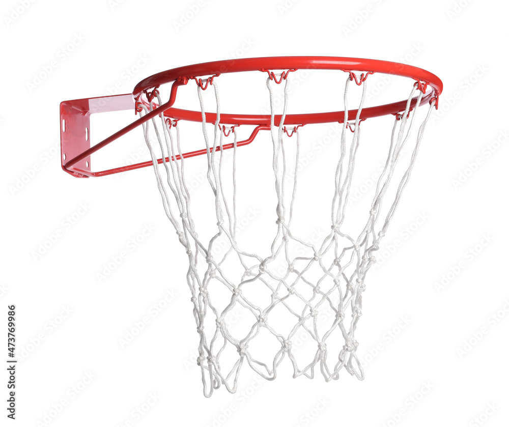 Basketball hoop with net isolated on white