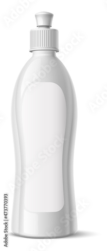 Plastic dish wash container mockup. Realistic detergent bottle