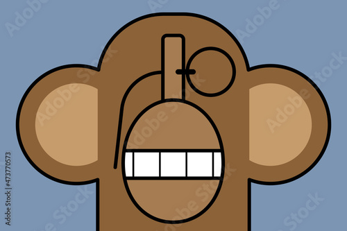 Monkey face made of hand grenade. Danger stupidity concept illustration.