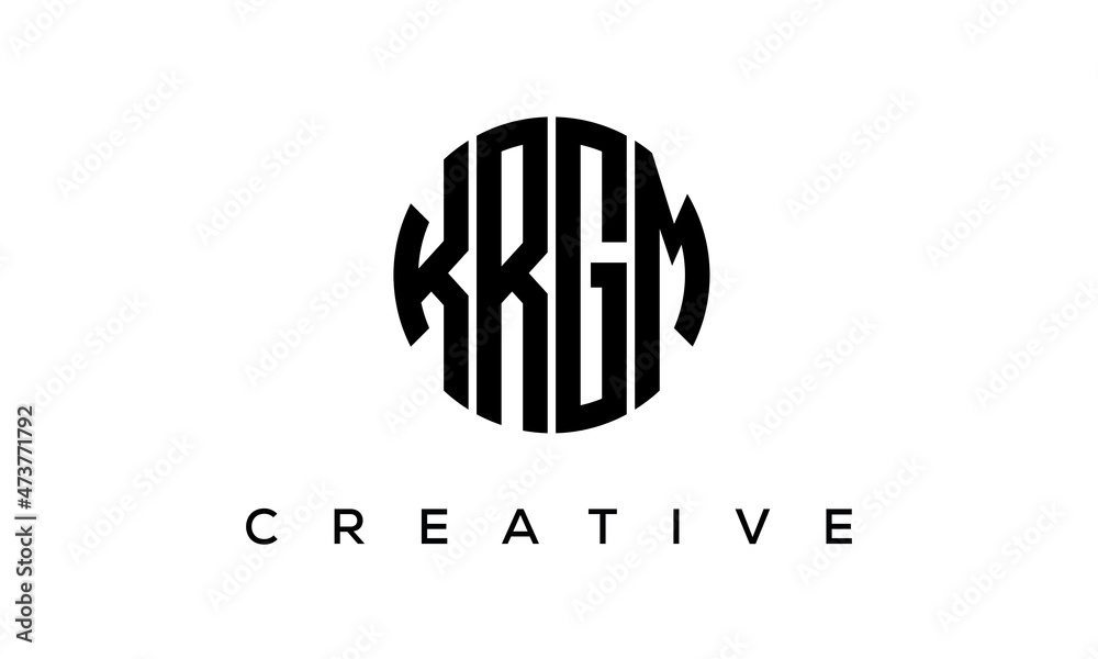 Letters KRGM creative circle logo design vector, 4 letters logo