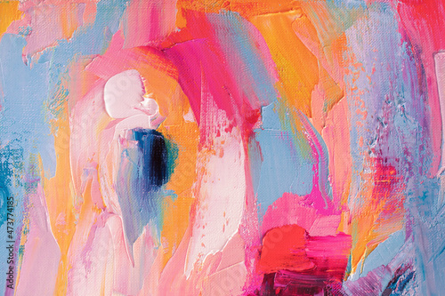 Contemporary art. Abstract art background. Multicolored bright texture. Fragment of artwork. Inspired by the sky, as well as steam and smoke.