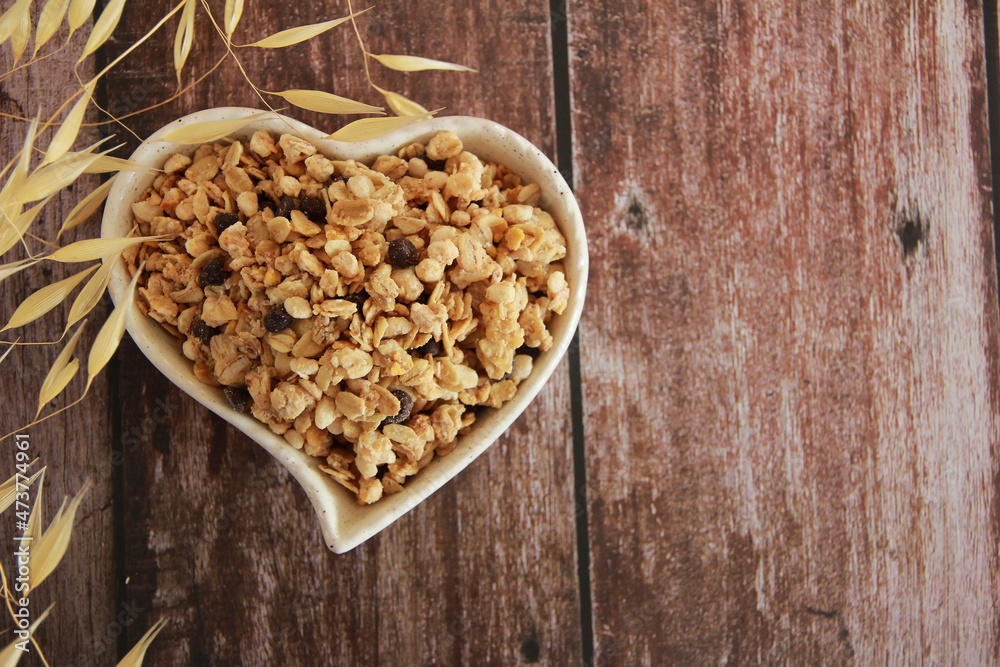 dry muesli granola with chocolate pieces dry muesli granola with chocolate pieces