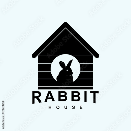 Rabbit home vector logo in black color