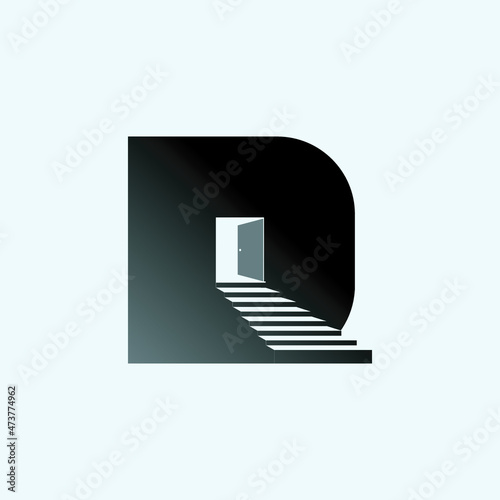Letter D logo with stairs icon