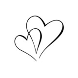 Two hand drawn hearts. Valentine's day symbol. Logo for a wedding. Vector illustration.
