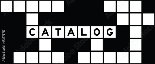 Alphabet letter in word catalog on crossword puzzle background