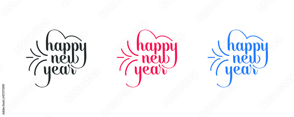 Happy New Year Logo. Abstract Hand-drawn creative calligraphy vector logo design. New year Logo Happy New Year Logo. Abstract Hand-drawn creative calligraphy vector logo design. New year Logo