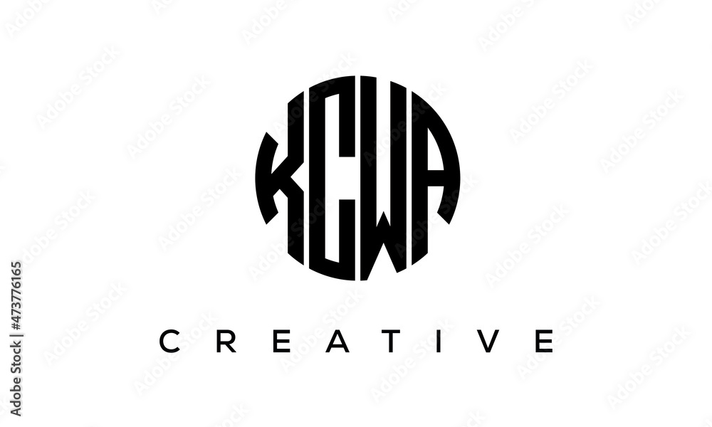 Letters KCWA creative circle logo design vector, 4 letters logo