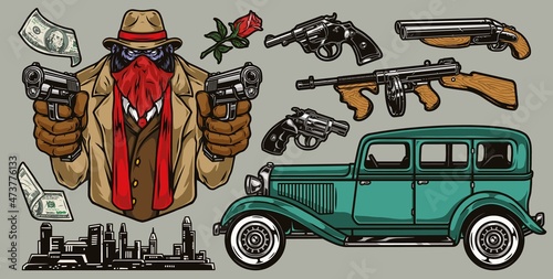 Mafia colorful vintage composition