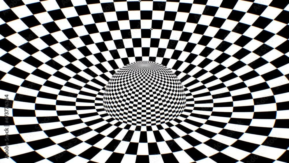 Checkerboard Animation Trippy Checkerboard Black and White Tiles Spherical Optical Illusion ...
