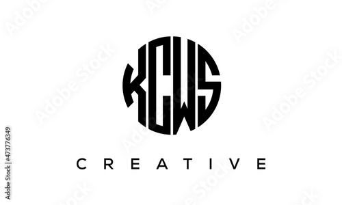 Letters KCWS creative circle logo design vector, 4 letters logo photo