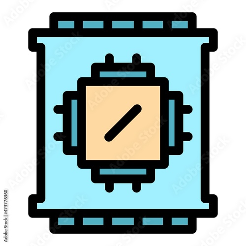 Computer processor icon. Outline computer processor vector icon color flat isolated