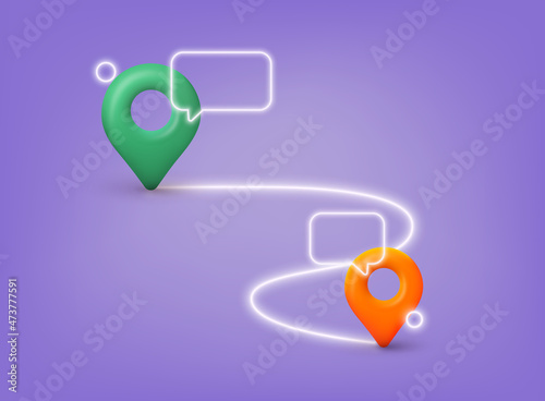 Location pin icon. GPS navigator pointer. 3D Web Vector Illustrations.