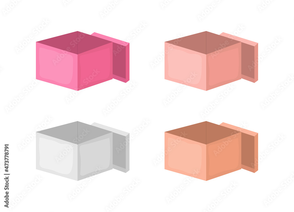 Open cardboard boxes in different shades set Open cardboard boxes in different shades set