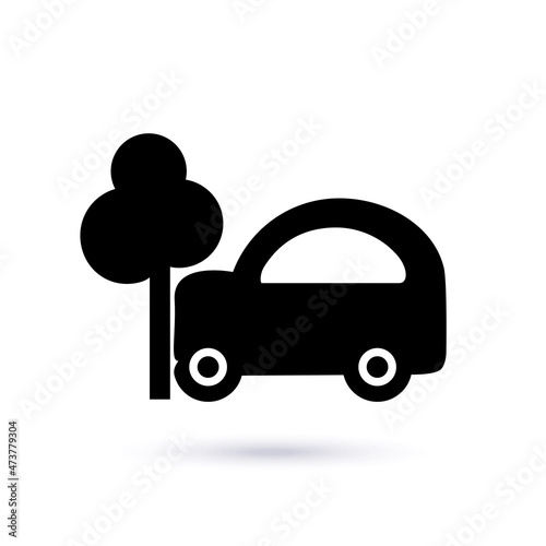 Car crash test vector icon. Monochrome illustration. 