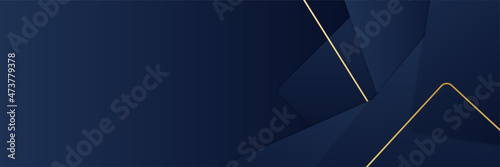 Dark blue abstract curve background with glitter golden lines. Luxury and elegant style template. Modern Simple geometric pattern. Overlapping curve design. Vector illustration
