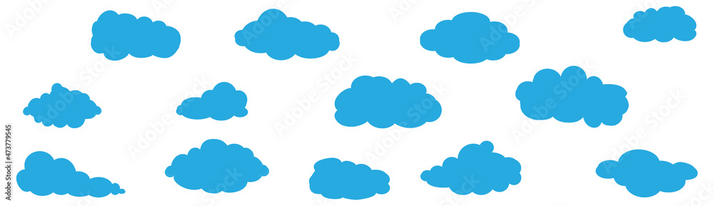 Clouds set isolated on white background. Collection of clouds for web site, poster, placard and wallpaper. Creative modern concept. Clouds vector illustration