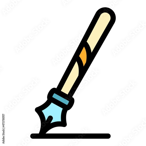 Poet ink pen icon. Outline poet ink pen vector icon color flat isolated