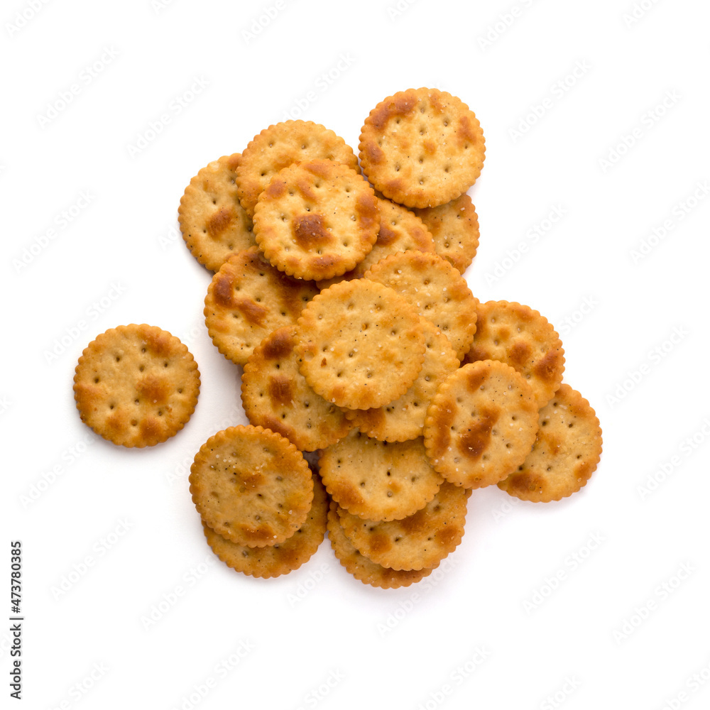 pile of spicy biscuits, crispy and crunchy crackers, tea time snack isolated on white background pile of spicy biscuits, crispy and crunchy crackers, tea time snack isolated on white background