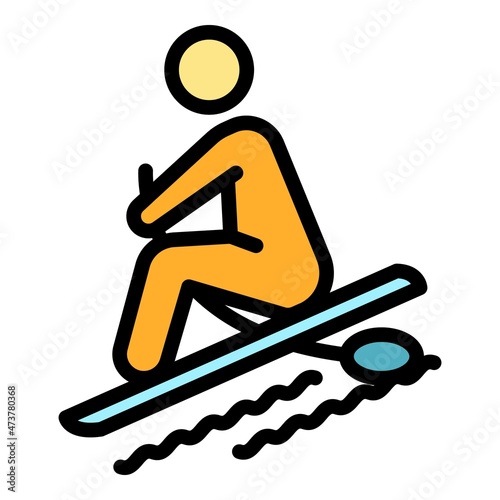 Man sup surfing icon. Outline man sup surfing vector icon color flat isolated