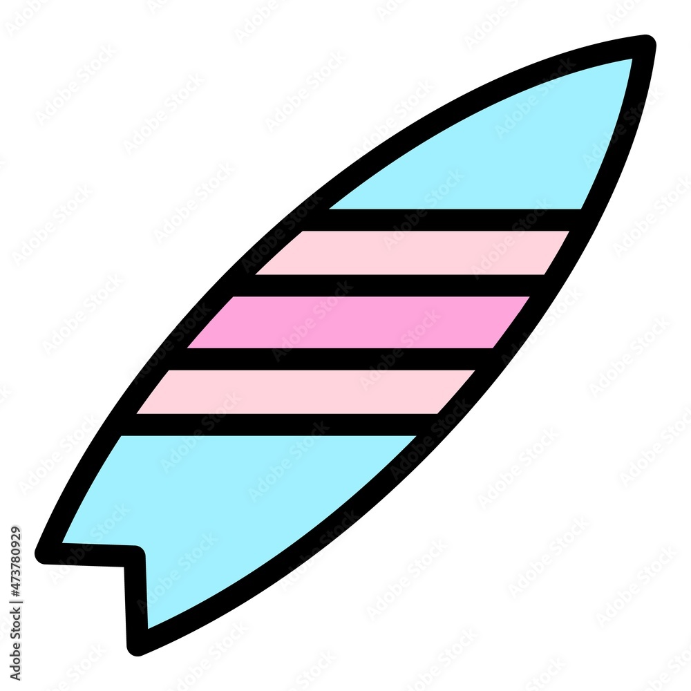 Wood gear sup surfing icon. Outline wood gear sup surfing vector icon color flat isolated