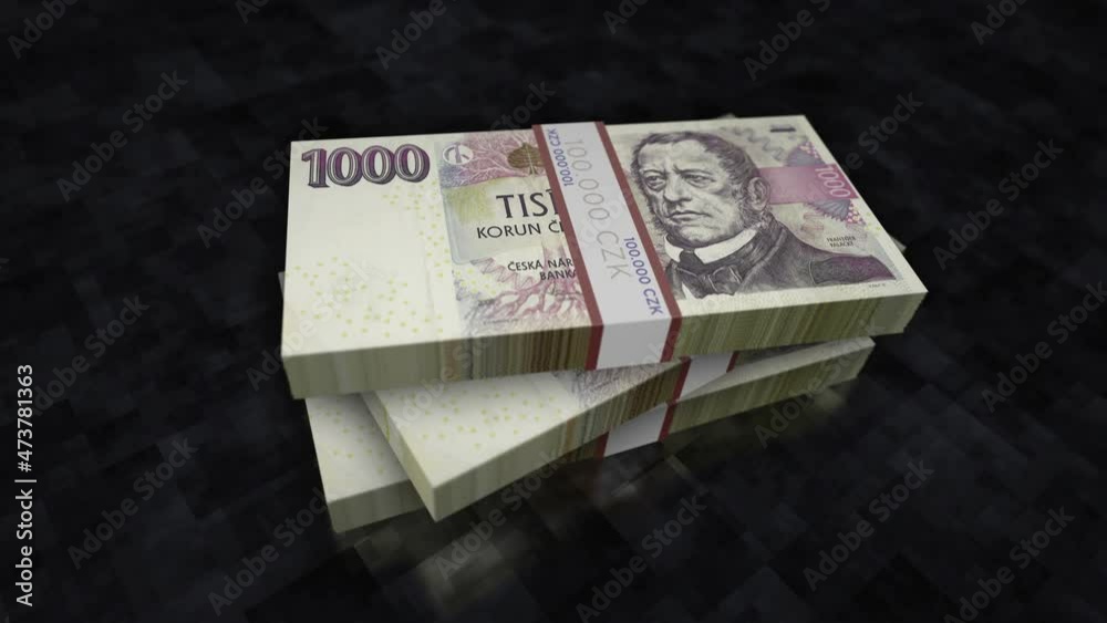 Vidéo Stock Czech koruna money pile pack. Concept background of economy ...