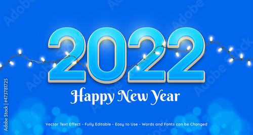 2022 happy new year editable number 3d style