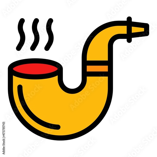 Man smoking pipe icon. Outline man smoking pipe vector icon color flat isolated