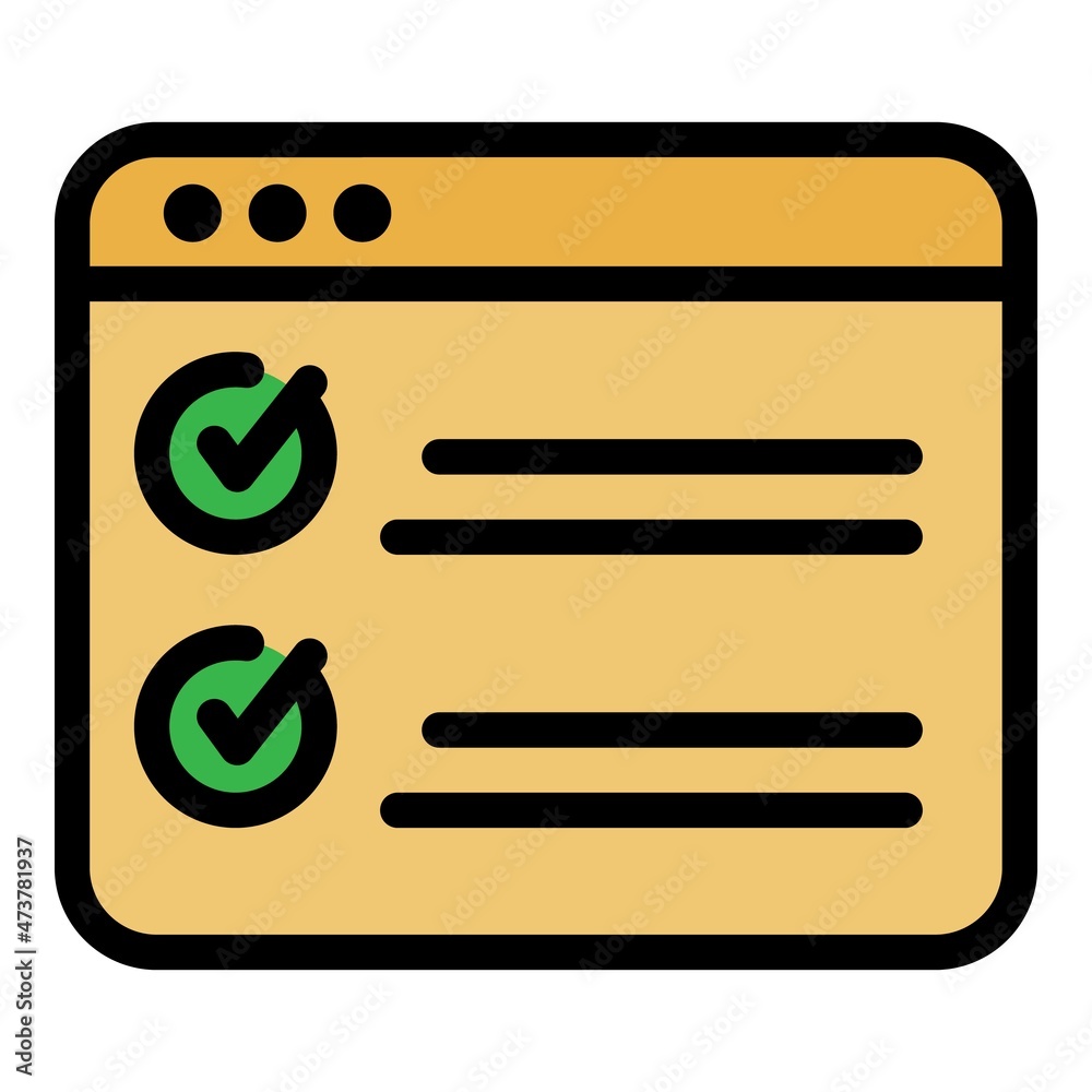 Online final exam test icon. Outline online final exam test vector icon color flat isolated Online final exam test icon. Outline online final exam test vector icon color flat isolated