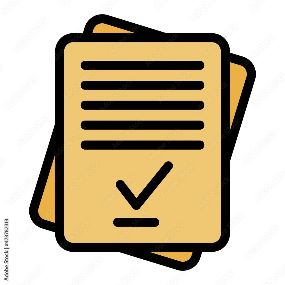 Pass exam test icon. Outline pass exam test vector icon color flat isolated