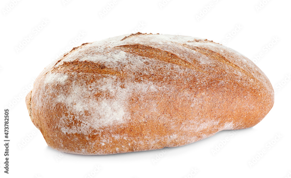 Loaf of tasty wheat sodawater bread isolated on white Loaf of tasty wheat sodawater bread isolated on white