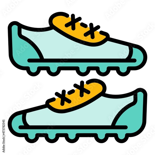 Soccer boots icon. Outline soccer boots vector icon color flat isolated