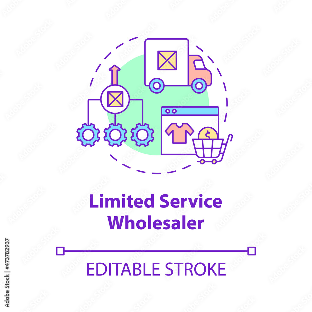Limited service wholesaler concept icon. Customer service organization. Distribution and logistics company abstract idea thin line illustration. Vector isolated outline color drawing. Editable stroke
